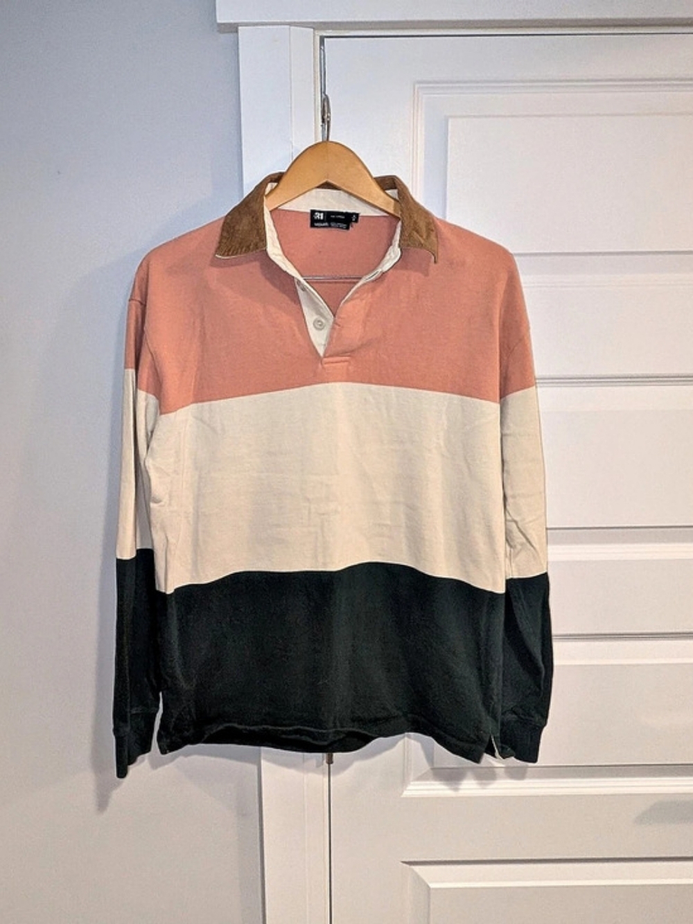 Le 31 Simons Vision Color Block Organic Cotton Polo in Pink & Black Medium